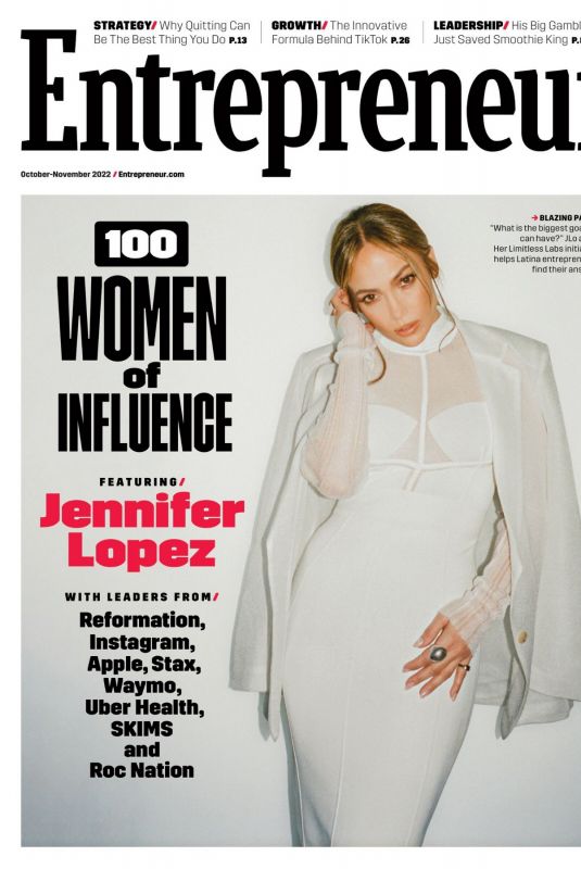 JENNIFER LOPEZ in Entrepreneur Magazine, October/November 2022