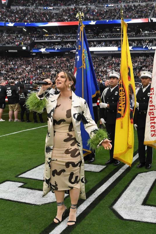 JOJO LEVESQUE Sings National Anthem at Allegiant Stadium 10/23/2022