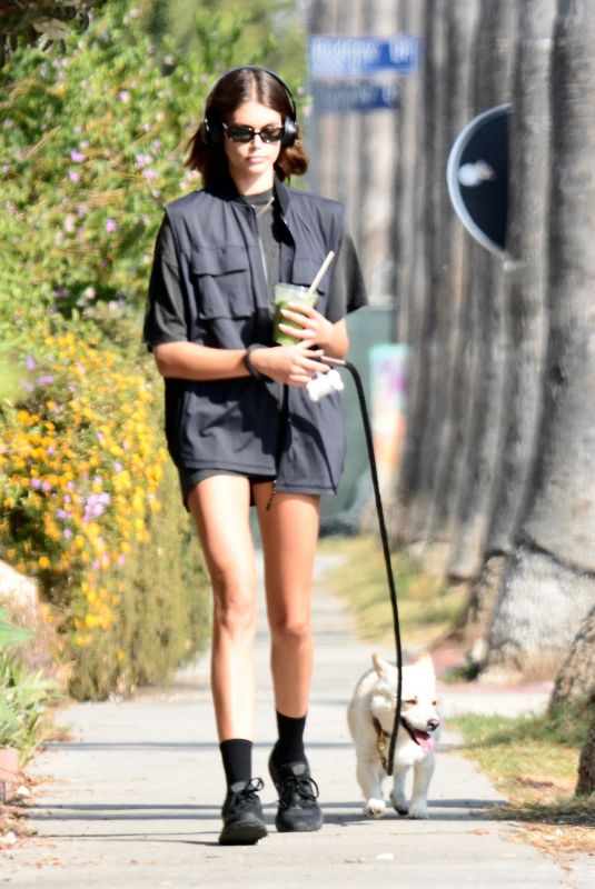 KAIA GERBER Out with Her Dog in Los Angeles 10/10/2022