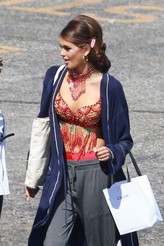 KAIA GERBER Prepares to Film at Biltmore Hotel in Los Angeles 09/30/2022