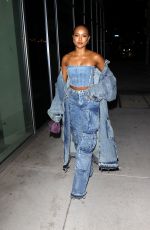 KARRUECHE TRAN in All Denim Outfit at Mr. T Restaurant in Hollywood 10/12/2022
