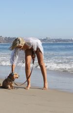 LADY VICTORIA HERVEY in Bikini Out with Her Dog at a Beach in Malibu 10/29/2022