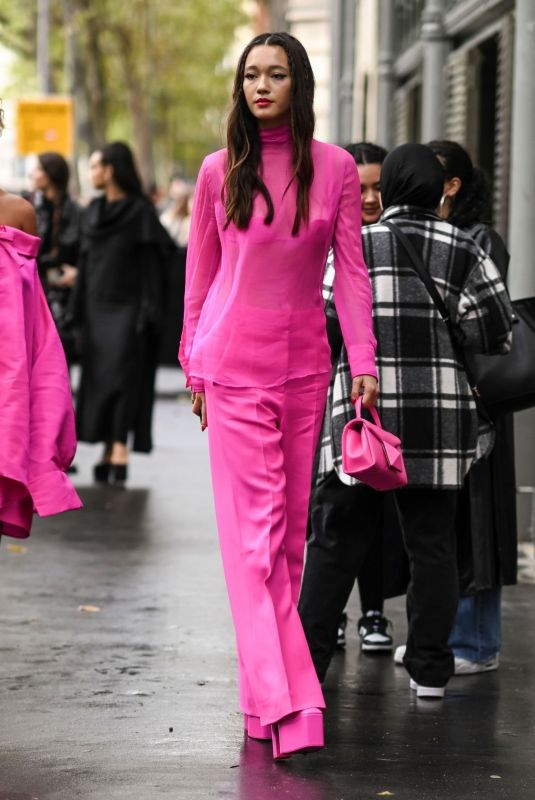 LILY CHEE Arrives at Valentino Show at Paris Fashion Week 10/02/2022