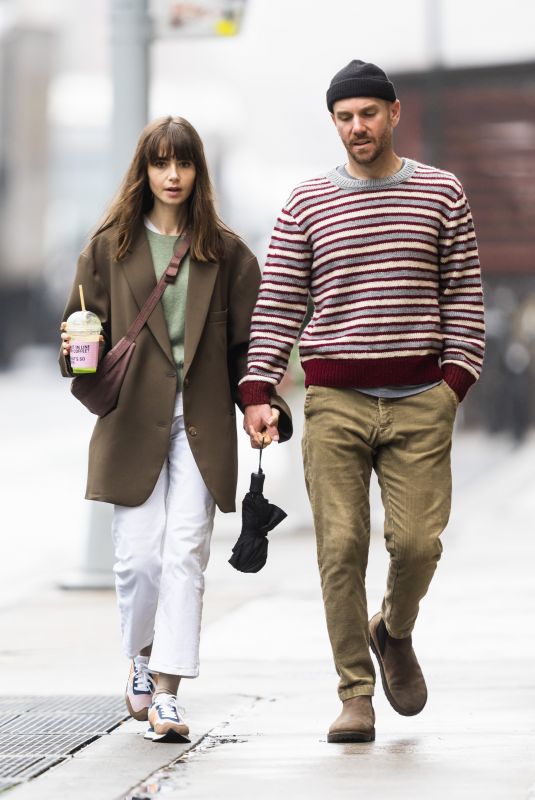 LILY COLLINS and Charlie McDowell Out in New York 10/25/2022