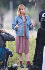 LUCY BOYNTON on the Set of The Greatest Hits in Echo Park in Los Angeles 10/11/2022