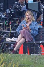 LUCY BOYNTON on the Set of The Greatest Hits in Echo Park in Los Angeles 10/11/2022