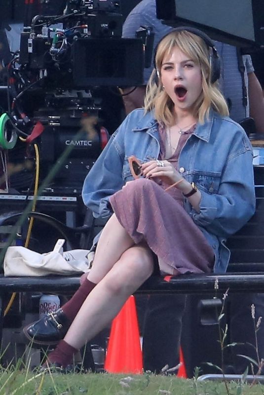 LUCY BOYNTON on the Set of The Greatest Hits in Echo Park in Los Angeles 10/11/2022