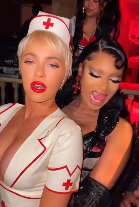 MEGAN THEE STALLION and ASHLEY MARTELLE at a Halloween Party in Los Angeles 10/30/2022