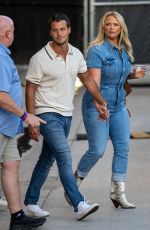 MIRNDA LAMBERT in Denim Overalls Arrives at Jimmy Kimmel Live! in Los Angeles 10/04/2022