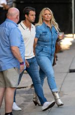 MIRNDA LAMBERT in Denim Overalls Arrives at Jimmy Kimmel Live! in Los Angeles 10/04/2022