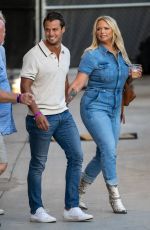 MIRNDA LAMBERT in Denim Overalls Arrives at Jimmy Kimmel Live! in Los Angeles 10/04/2022