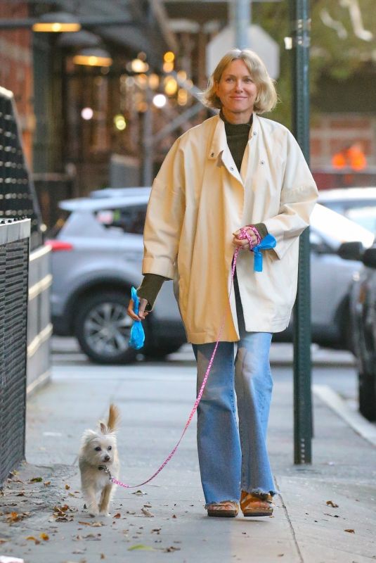 NAOMI WATTS Out with Her Dog in New York 10/27/2022