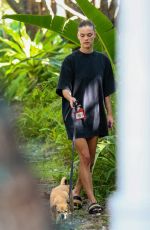 NINA AGDAL Out with Her Dog in Miami Beach 10/25/2022