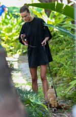 NINA AGDAL Out with Her Dog in Miami Beach 10/25/2022