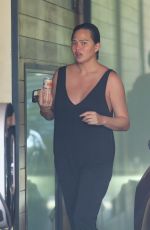 Pregnant CHRISSY TEIGEN Arrives at Her Office in Los Angeles 10/05/2022