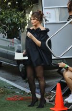 Pregnant CHRISSY TEIGEN Gets a Wardrobe Change on a Movie Set in Los Angeles10/17/2022