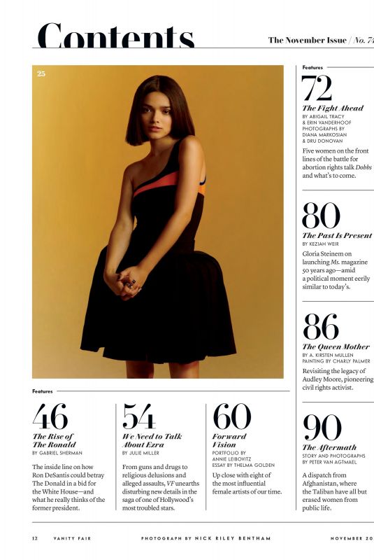RACHEL ZEGLER in Vanity Fair Magazine, UK November 2022