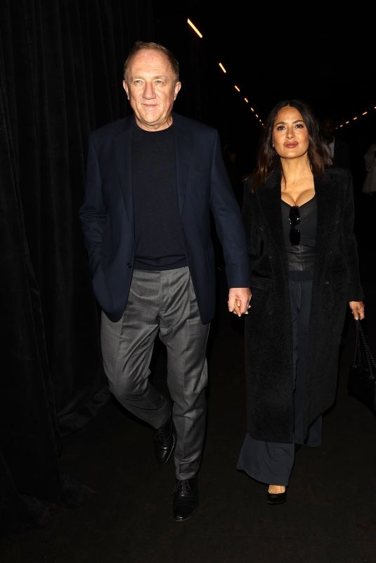 SALMA HAYEK and Francois-Henri Pinault Leaves Balenciaga Show at PFW in Paris 10/02/2022
