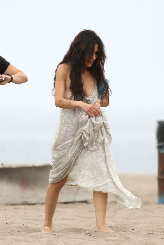 SARAH SHAHI at a Photoshoot on the Beach in Los Angeles 10/05/2022