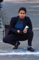 ZAZIE BEETZ on the Set of Steven Soderburgh