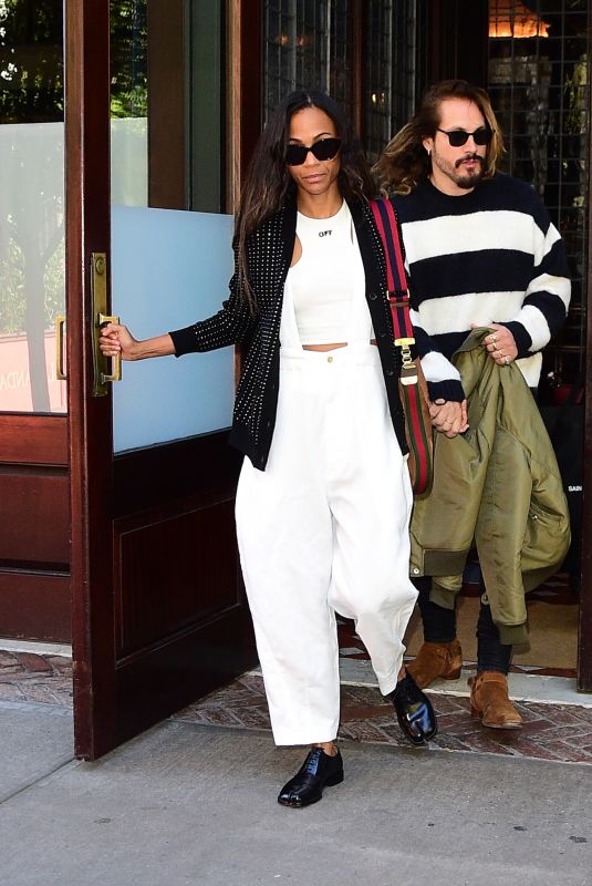 ZOE SALDANA and Marco Perego Out in New York 10/27/2022