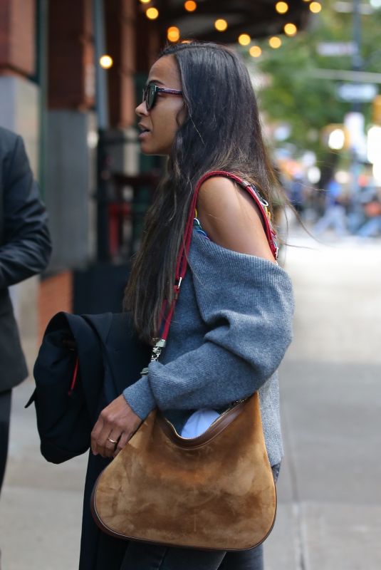 ZOE SALDANA Arrives at Greenwich Hotel in New York 10/25/2022