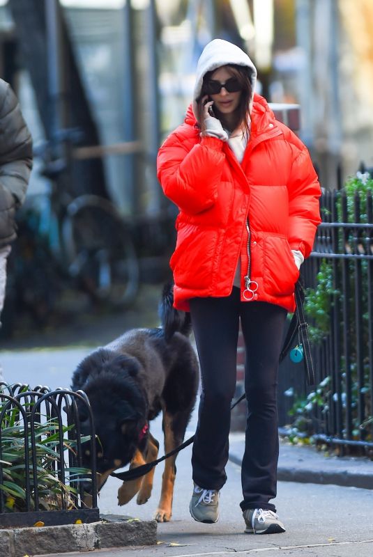 EMILY RATAJKOWSKI Out with Her Dog in New York 11/21/2022