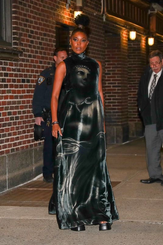GABRIELLE UNION Leaves Stephen Colbert Show in New York 11/28/2022