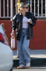 HILARY DUFF in a Leather Jacket and Denim Out in Studio City 11/15/2022