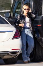 HILARY DUFF in a Leather Jacket and Denim Out in Studio City 11/15/2022