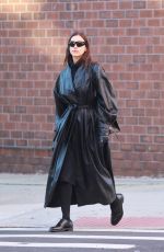 IRINA SHAYK in a Black Leather Coat Out in New York 11/14/2022
