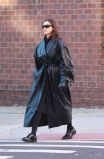 IRINA SHAYK in a Black Leather Coat Out in New York 11/14/2022