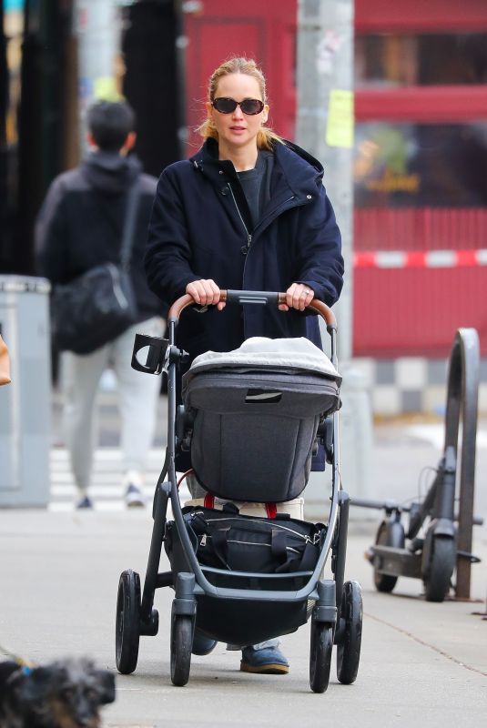 JENNIFER LAWRENCE Out with Her Baby for Morning Walk in New York 11/29/2022