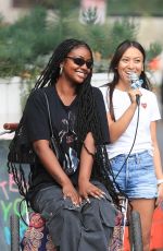 JUSTINE SKYE Sings Karaoke on the Back of a Tricycle on Melrose Place in West Hollywoos 11/01/2022