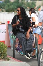 JUSTINE SKYE Sings Karaoke on the Back of a Tricycle on Melrose Place in West Hollywoos 11/01/2022