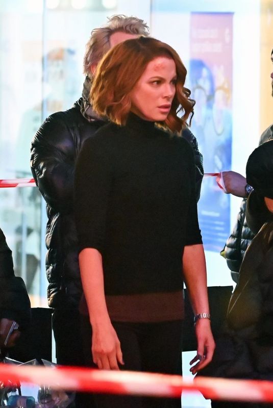 KATE BECKINSALE on the Set of Canary Black in Los Angeles 11/07/2022
