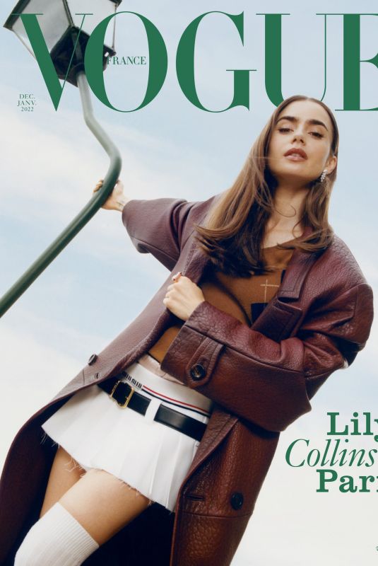 LILY COLLINS on the Cover of Vogue Magazine, France December/January 2022/2023