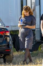 LILY JAMES on the Set of The Iron Claw in Louisiana 10/28/2022