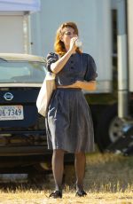 LILY JAMES on the Set of The Iron Claw in Louisiana 10/28/2022