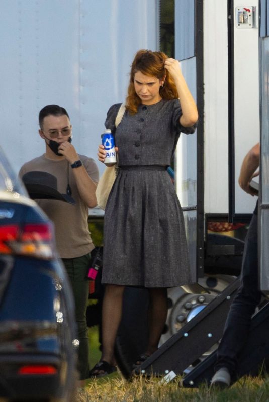 LILY JAMES on the Set of The Iron Claw in Louisiana 10/28/2022