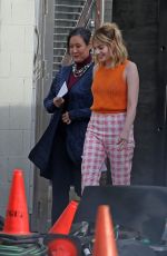 LUCY BOYNTON and David Corenswet at a Break on the Set of The Greatest Hits in Silver Lake 11/16/2022