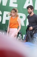 LUCY BOYNTON and David Corenswet at a Break on the Set of The Greatest Hits in Silver Lake 11/16/2022