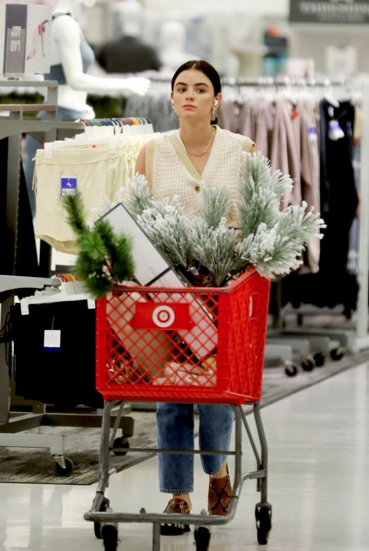 LUCY HALE Shopping for Decorations at Target in Los Angeles 11/01/2022