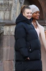 NATALIE DORMER and NAOMIE HARRIS on the Set of The Wasp in Bath 11/10/2022