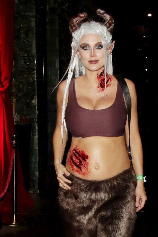 Pregnant ASHLEY JAMES Arrives at Jonathan Ross Halloween Party in London 10/31/2022
