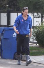 RENA SOFER Repositions the Trash Bins in Front of Her House in Los Angeles 11/01/2022
