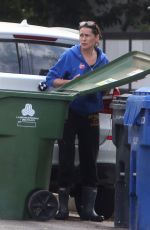RENA SOFER Repositions the Trash Bins in Front of Her House in Los Angeles 11/01/2022