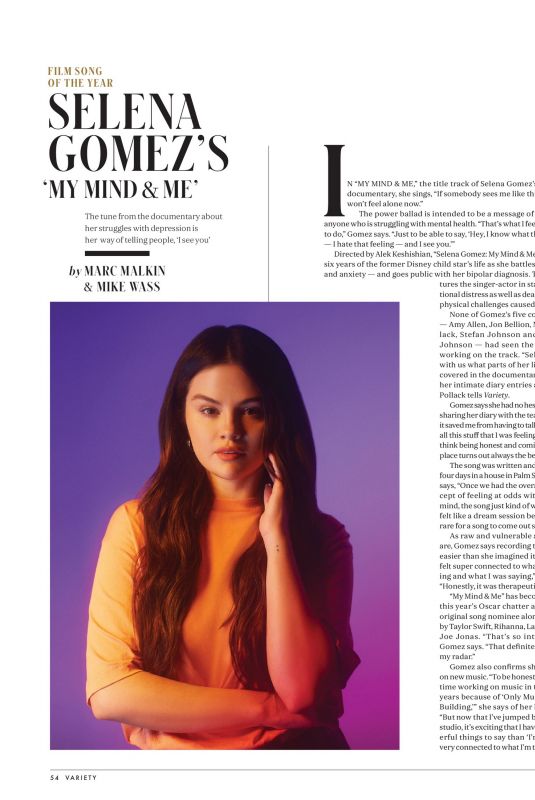 SELENA GOMEZ in Variety, November 2022