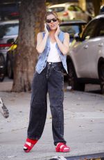 SIENNA MILLER Taking a Phone Call Out in New York 10/27/2022