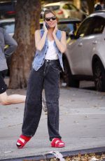 SIENNA MILLER Taking a Phone Call Out in New York 10/27/2022